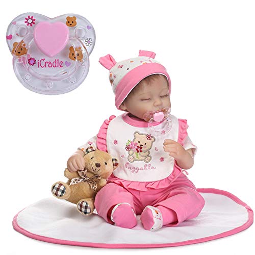 Juguete de chupete de simulación, silicona real Life Like Reborn Baby Doll Realista, muñecas recién nacidas, juguete de niña con chupete de imán gratis, regalo para muñecas realistas de bebé y niña