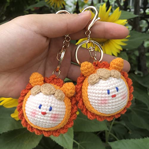 Juguete de muñeca de punto de anime, lindos llaveros para niñas, figuras de dibujos animados, llavero, bolsa de equipaje, accesorios para colgar el coche, Lion, talla única