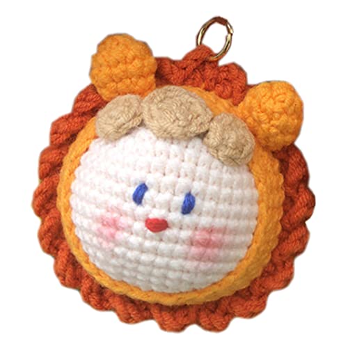 Juguete de muñeca de punto de anime, lindos llaveros para niñas, figuras de dibujos animados, llavero, bolsa de equipaje, accesorios para colgar el coche, Lion, talla única