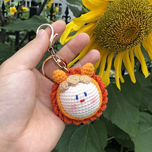 Juguete de muñeca de punto de anime, lindos llaveros para niñas, figuras de dibujos animados, llavero, bolsa de equipaje, accesorios para colgar el coche, Lion, talla única