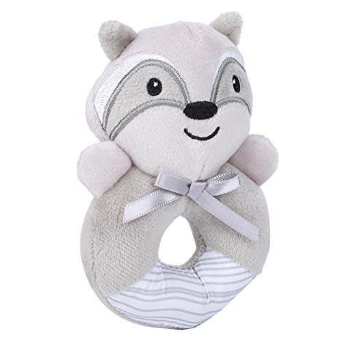 Juguete de sonajero en forma de O para bebés, campanas de mano Animal de dibujos animados Sonajero Muñeca de peluche Juguete reconfortante para bebés de 0 a 3 años(Tanuki)