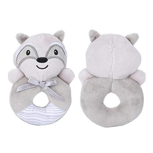 Juguete de sonajero en forma de O para bebés, campanas de mano Animal de dibujos animados Sonajero Muñeca de peluche Juguete reconfortante para bebés de 0 a 3 años(Tanuki)