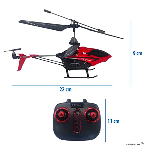 JUGUETECNIC │ Helicóptero Teledirigido para Niños Phantom │ Batería Recargable y Emisora 2.4 GHz de 3.5 Canales │ 22 cm de Longitud Vuelo Interior / Exterior │Ideal para iniciación