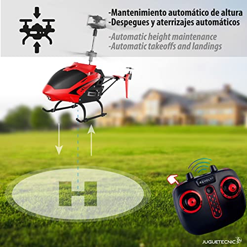 JUGUETECNIC │ Helicóptero Teledirigido para Niños Phantom │ Batería Recargable y Emisora 2.4 GHz de 3.5 Canales │ 22 cm de Longitud Vuelo Interior / Exterior │Ideal para iniciación