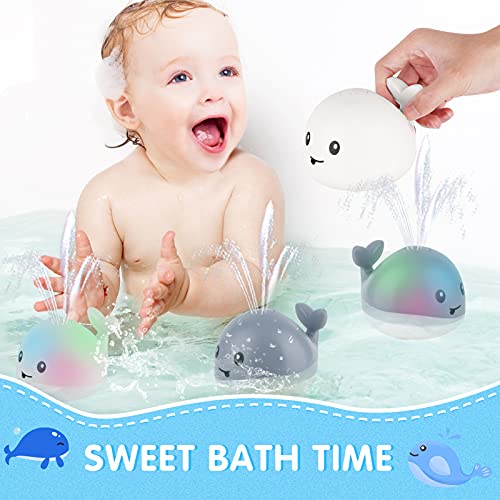 Juguetes Baño para Bebés,Juguetes de Baño 2 en 1 Juguete Eléctrico de Inducción de Ballena Con Rociar de Agua UFO Space-car y linterna Juguetes Divertidos Ideal para niños y niñas de 3 años o más