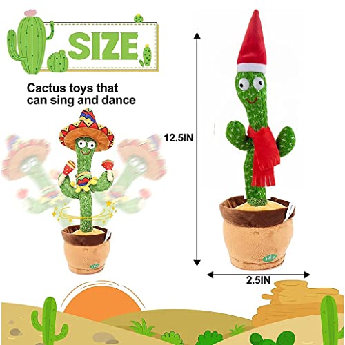 Juguetes con sonido Juguete de cactus de baile con brillo ligero, ropa de navidad de peluche de cactus, imitando lo que dices, cactus canta 120 canciones, baile juguetes de cactus for niños adultos Ar