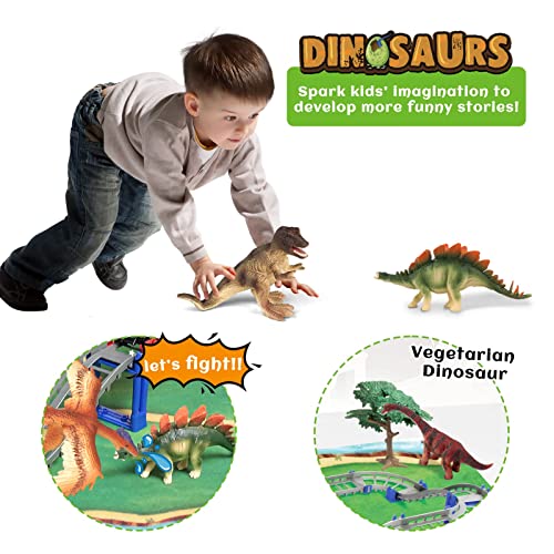 Juguetes De Dinosaurios JurAsico Mundial Figura 25 Piezas | Juego De Tren De Pista De Coche De Carrera Realista para Niños, Juego De Dinosaurio Juguete Educativo De Aprendizaje para Niñas & Niños