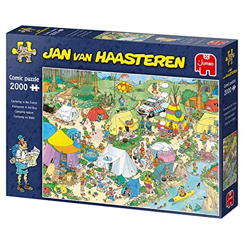 Jumbo- Jan Van Haasteren, Camping in The Forest, 2000 Piece Jigsaw Puzzle Rompecabezas, Multicolor (19087)