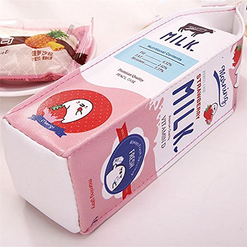 JUNGEN Caja de lápiz Forma Creativa del Bolso de la Pluma de Caja de Leche Bolsa de lápiz de Moda Bolsas de papelería para Estudiantes (3 Colores)