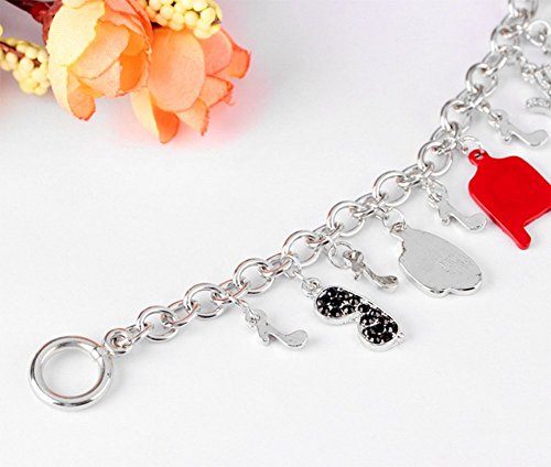 JUNGEN Pulsera de la música de la Letra de la Ropa Sombrero Creativo Diamante Bloqueo eslabón Cadena Brazalete para joyería de Las Mujeres