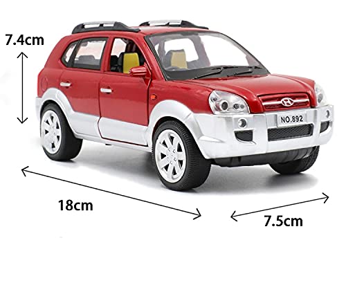 JYSMAM Modelo De Coche 1:32 para Tucson SUV Aleación Modelo De Coche Diecast Juguete Vehículo Simulación Sonido Y Luz (Color : Silver)