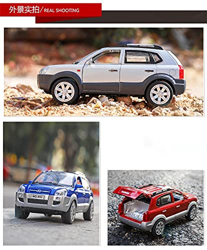 JYSMAM Modelo De Coche 1:32 para Tucson SUV Aleación Modelo De Coche Diecast Juguete Vehículo Simulación Sonido Y Luz (Color : Silver)