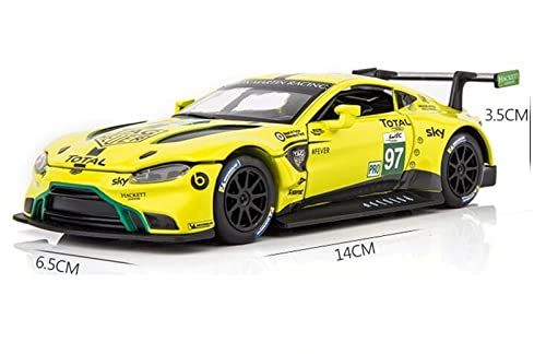 JYSMAM Modelo de Coche de simulación 1:32 Modelos De Coche Fundido A Presión De Aleación para Aston Martin GTE Simulación De Sonido Y Luz De Juguete (Color : Amarillo 01)