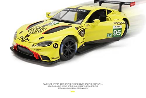 JYSMAM Modelo de Coche de simulación 1:32 Modelos De Coche Fundido A Presión De Aleación para Aston Martin GTE Simulación De Sonido Y Luz De Juguete (Color : Amarillo 01)