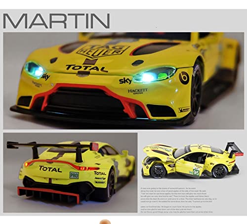 JYSMAM Modelo de Coche de simulación 1:32 Modelos De Coche Fundido A Presión De Aleación para Aston Martin GTE Simulación De Sonido Y Luz De Juguete (Color : Amarillo 01)