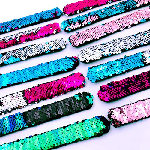 JZK 10 X Pulseras brazaletes Reversible Lentejuelas Pulseras para niños Adultos Fiesta favores niños cumpleaños Regalo Partido suministra pequeños Juguetes