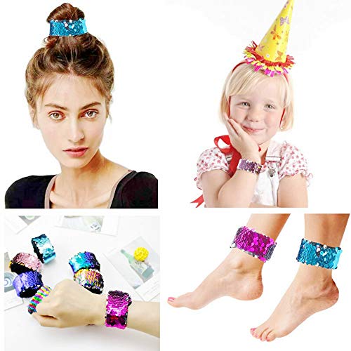 JZK 10 X Pulseras brazaletes Reversible Lentejuelas Pulseras para niños Adultos Fiesta favores niños cumpleaños Regalo Partido suministra pequeños Juguetes