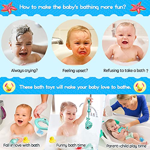 KAINSY Juguetes de Baño para, 6 pcs Juguetes Bañera Bebé Niños 3+ años, Animal Juguetes para Bañera Piscina Agua para Bebé Niños Niñas