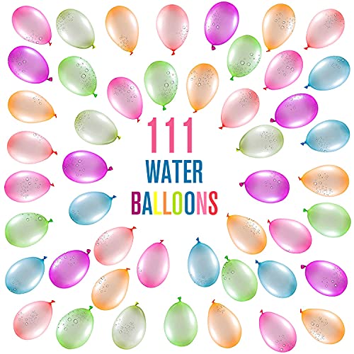 Kaiyingxin Globos de Agua Coloridos, Globos de Agua de Llenado Rápido con 1 Conectores, Globos de Agua niños, Globo De Agua De Látex, 111 Bombas de Agua en 60 Segundos, Autosellado sin Nudos