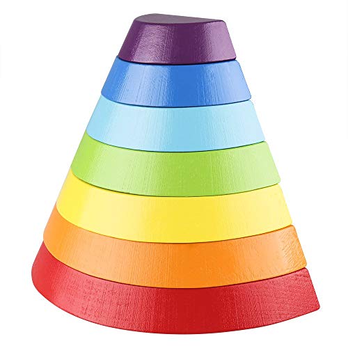 KanCai Puzzle Rompecabezas Forma de Arco Iris Madera, 7 Color del Juguetes Juegos Educativos Aprendizaje 2 3 4 Años