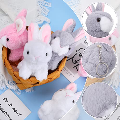 Kasyat 6 Conejitos de Peluche Mini Juguete de Conejito Pequeño y Suave Muñeca de Conejo de Color de 5,5 Pulgadas Adorno Colgante para DIY Llavero Navidad Decoraciones de Fiestas