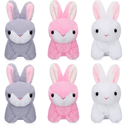 Kasyat 6 Conejitos de Peluche Mini Juguete de Conejito Pequeño y Suave Muñeca de Conejo de Color de 5,5 Pulgadas Adorno Colgante para DIY Llavero Navidad Decoraciones de Fiestas