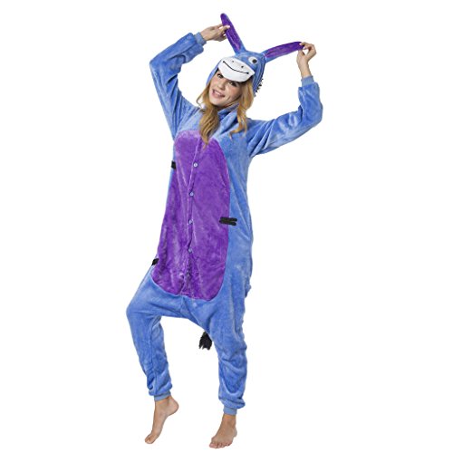 Katara-(10+ Modelos) Kigurumi Pijamas Disfraz Animal Halloween Adultos, Color burro, Talla 165-175cm (1744) , color/modelo surtido