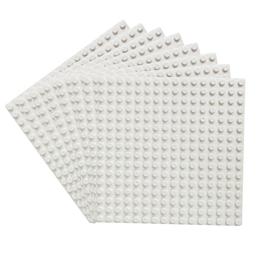 Katara 1741 Placas de Construcción 8 Pcs - 13x13cm / Pernos 16x16 Compatible con Lego, Sluban, Papimax, Q-Bricks, Blanco