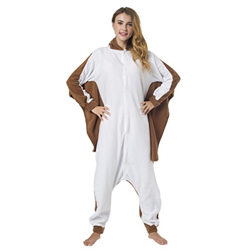 Katara 1744 - Kigurumi Pijamas Disfraz de Animal - Traje de Noche con Capucha - Adultos Unisexo - Ardilla Voladora, L