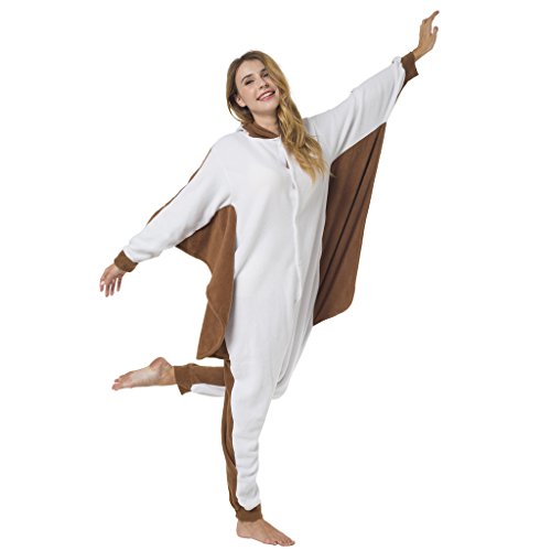 Katara 1744 - Kigurumi Pijamas Disfraz de Animal - Traje de Noche con Capucha - Adultos Unisexo - Ardilla Voladora, L