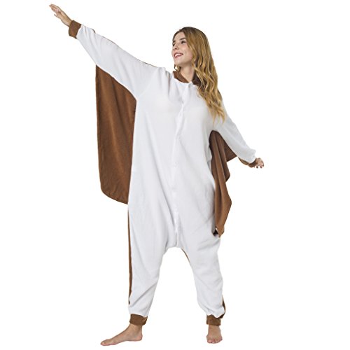 Katara 1744 - Kigurumi Pijamas Disfraz de Animal - Traje de Noche con Capucha - Adultos Unisexo - Ardilla Voladora, L