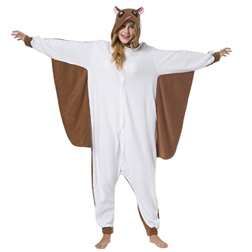 Katara 1744 - Kigurumi Pijamas Disfraz de Animal - Traje de Noche con Capucha - Adultos Unisexo - Ardilla Voladora, L