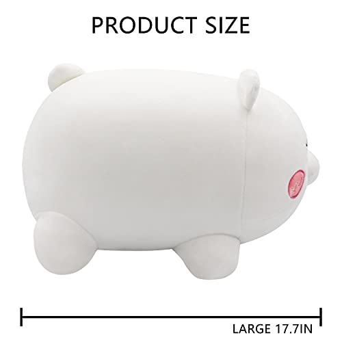 Kawaii - Oso polar de peluche polar de peluche con oso polar, cojín suave de oso polar, muñecas, almohadas de peluche, juguetes de confort, cojines acolchados para niños de 17,7 pulgadas