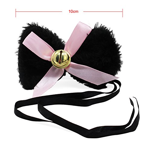 KEESIN Conjunto de Cosplay de Gato Guantes de Garra de Felpa Orejas de Gatito de Gato Collar de Cola Patas Disfraz de Fiesta Adorable Lindo para niños y Adultos (Negro)