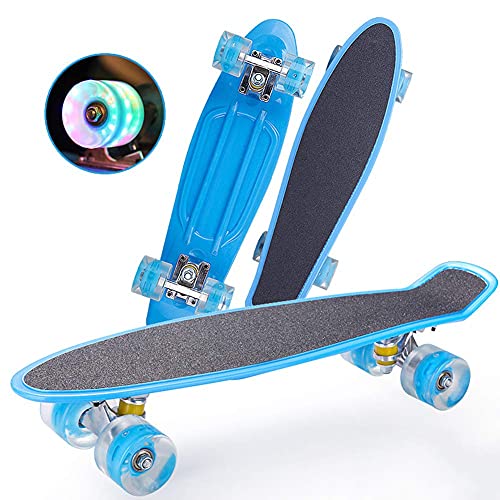 KELITINAus Penny Board, Penny Board de 22 Pulgadas Skateboard para Niños, Patineta de Crucero Portátil con la Rueda de Flash de la Moda, para Los Adolescentes para Principiantes, Niñas, También, el Mo