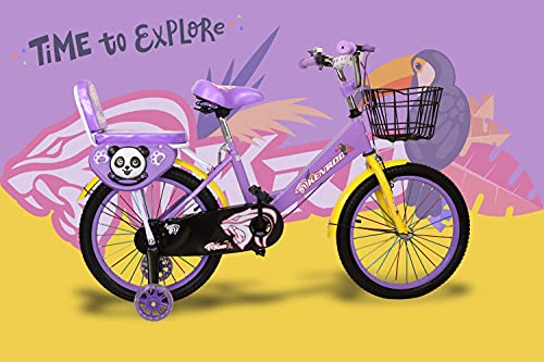 KEN ROD Bici Infantil con Ruedines | Bicicleta Niños de 3 a 8 años | Bicicleta con Ruedines | Bicicletas con Cesta y Ruedines | Color: Morado 16 Pulgadas