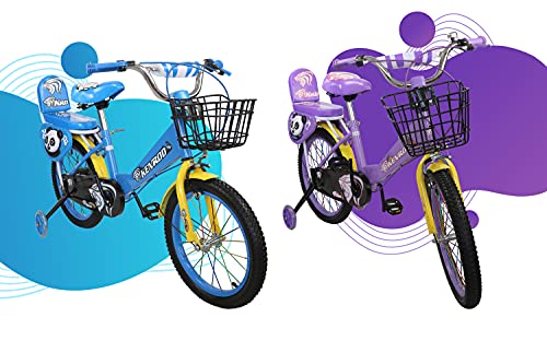 KEN ROD Bici Infantil con Ruedines | Bicicleta Niños de 3 a 8 años | Bicicleta con Ruedines | Bicicletas con Cesta y Ruedines | Color: Morado 16 Pulgadas