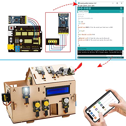 KEYESTUDIO Smart Home IoT Kit for Arduino IDE for UN0 R3, Electronics Home Automation Coding Toys to Learning Mechanical Building, Electrical Engineering, Code Educational Coding for Kids Teens Adults