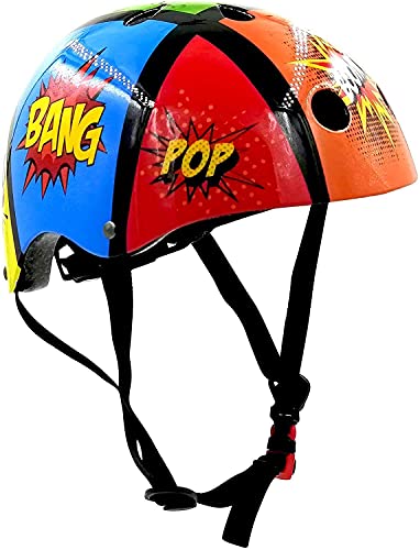 KIDDIMOTO Casco Bicicleta Completamente Ajustabl - Bici Casco para Infantil y Niños para Patinete, Ciclismo, Scooter, Bicicleta de Equilibrio y Monopatin - Cómico - S (48-53cm)