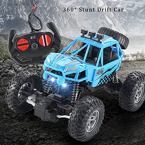 Kids RC Car 360°Stunt Remote Control Vehicle 2.4G Mountain Climbing Bigfoot Monster Truck High-Capacity Anti-Friction Tires Electric Rock Crawler Toy Car Xmas Gifts (Green 2battery)