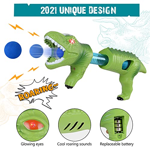 KIDZLIKE Dinosaur Shooting Game Toys, Gun Toy Gift for Age 4 5 6 7 8 9 10+ Years Old Boys Girls Kids with 40 Foam Balls&Bullets Outdoor Indoor Play for Birthday Children's Day with Shooting Target