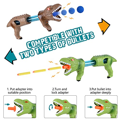 KIDZLIKE Dinosaur Shooting Game Toys, Gun Toy Gift for Age 4 5 6 7 8 9 10+ Years Old Boys Girls Kids with 40 Foam Balls&Bullets Outdoor Indoor Play for Birthday Children's Day with Shooting Target