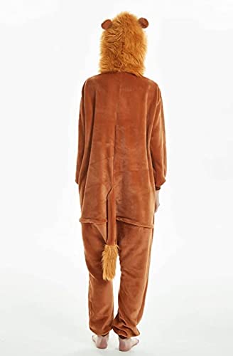 Kigurumi - Disfraz de animales para carnaval, Halloween o Espectacular Party Show de Navidad, pijama de Cosplay Onesies Intimo Zoo de invierno unisex para mujer y hombre, León 2, L