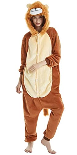 Kigurumi - Disfraz de animales para carnaval, Halloween o Espectacular Party Show de Navidad, pijama de Cosplay Onesies Intimo Zoo de invierno unisex para mujer y hombre, León 2, L