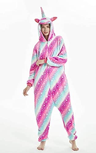 Kigurumi - Disfraz de animales para carnaval, Halloween o Espectacular Party Show de Navidad, pijama de Cosplay Onesies Intimo Zoo de invierno unisex para mujer y hombre, Unicornio Sky Fucsia, S