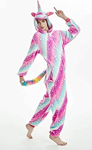 Kigurumi - Disfraz de animales para carnaval, Halloween o Espectacular Party Show de Navidad, pijama de Cosplay Onesies Intimo Zoo de invierno unisex para mujer y hombre, Unicornio Sky Fucsia, S