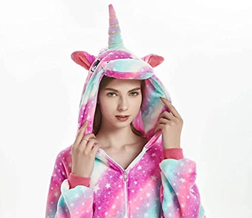 Kigurumi - Disfraz de animales para carnaval, Halloween o Espectacular Party Show de Navidad, pijama de Cosplay Onesies Intimo Zoo de invierno unisex para mujer y hombre, Unicornio Sky Fucsia, S