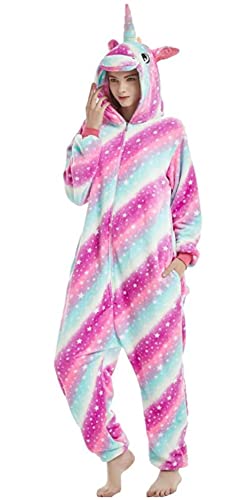 Kigurumi - Disfraz de animales para carnaval, Halloween o Espectacular Party Show de Navidad, pijama de Cosplay Onesies Intimo Zoo de invierno unisex para mujer y hombre, Unicornio Sky Fucsia, S