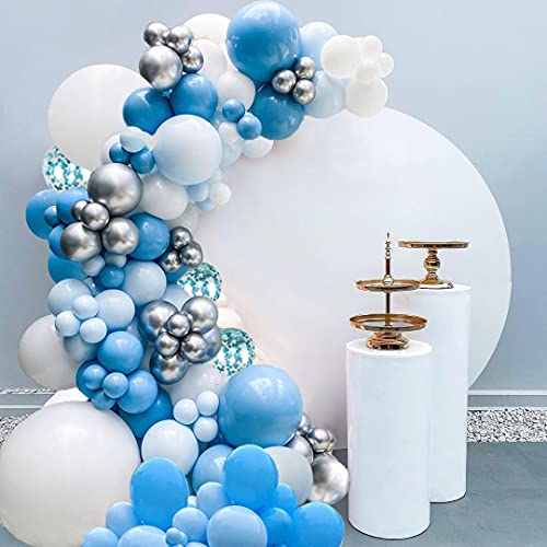 Kit Arco Globos Azul Blanco Plateado AIOZX 129 Piezas Guirnalda de Globos Látex Helio Metálicos Confeti Globos para Niños Decoración Cumpleaños Baby Shower Boda Bautismo Fiesta