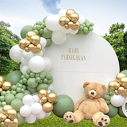 Kit de guirnalda de arco de globo, 105 globos de látex dorado y verde para fiesta de 45,7 cm globos de confeti para niños y niñas, baby shower, boda, fiesta de cumpleaños decoración